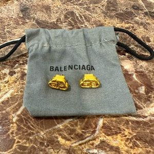 Balenciaga XS gold BB stud earrings